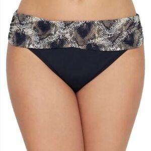 NWT Blue Rod Beattie bikini bottom black with snake pattern fold  Size 4